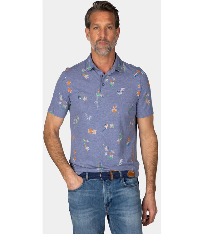New Zealand Auckland Russell 25BN115 1653 DUSK NAVY Polo met speciale bloemenprint