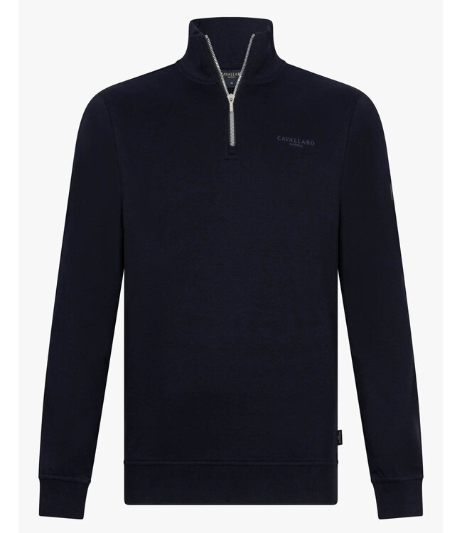 Cavallaro 120252005 Limited Edition Doblo heren sweat zipper met ritsje donkerblauw half zip sweat