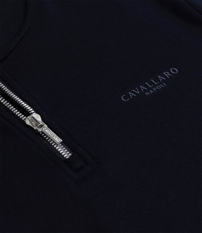 Cavallaro 120252005 Limited Edition Doblo heren sweat zipper met ritsje donkerblauw half zip sweat