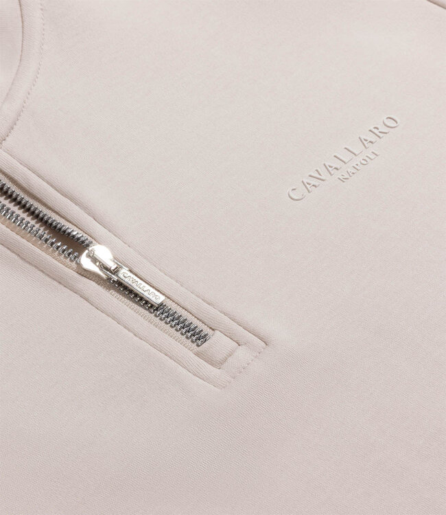 Cavallaro 120252005 Limited Edition Doblo heren sweat zipper met ritsje beige kit half zip sweat