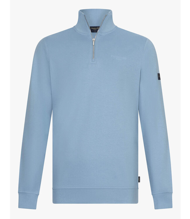 Cavallaro 120252005 Limited Edition Doblo heren sweat zipper met ritsje grey blue half zip sweat