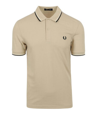 Fred Perry M3600 U87 polo pique Twin Tipped beige met zwart logo