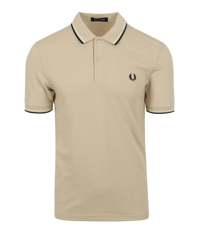 Fred Perry M3600 U87 polo pique Fred Perry Twin Tipped polo beige met zwart logo