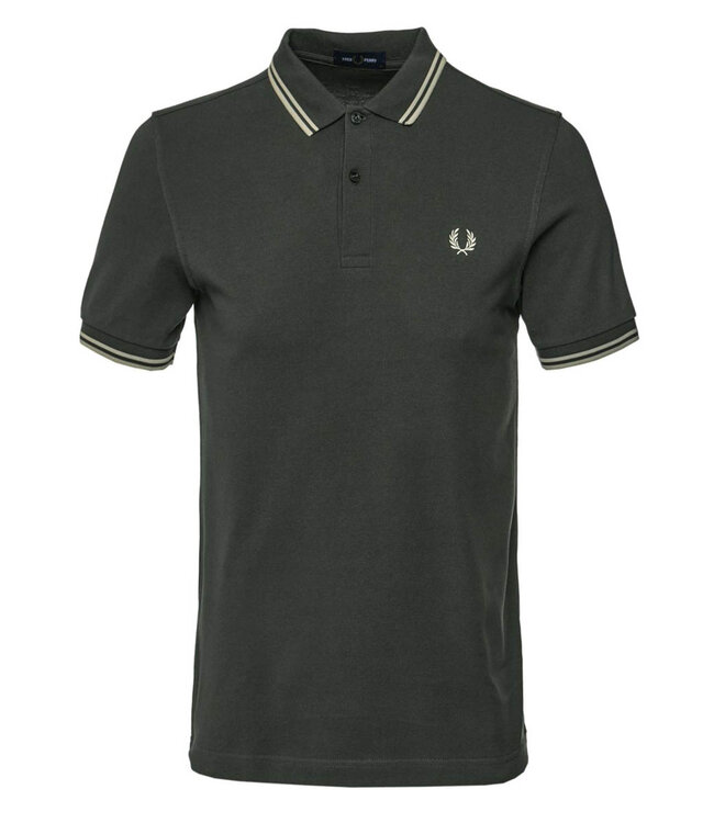 Fred Perry M3600 U98 Twin Tipped polo donkergroen met grijs logo