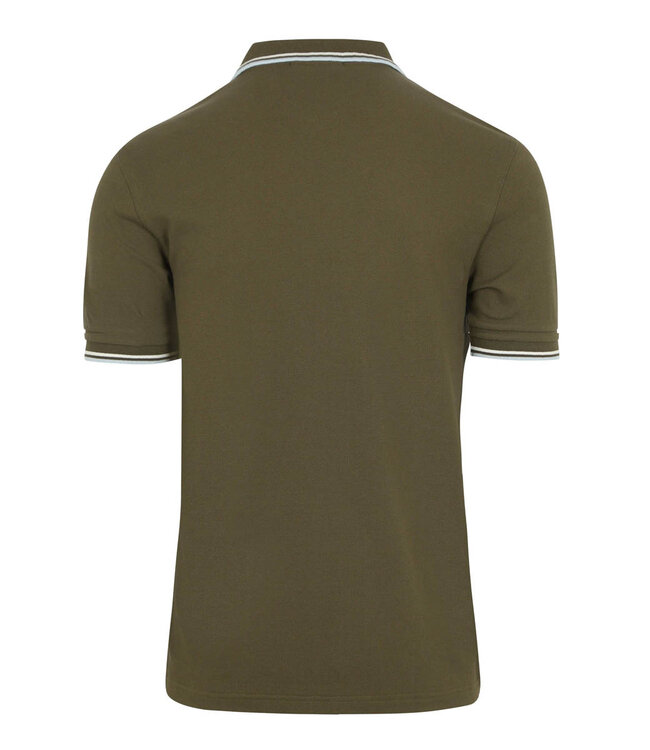 Fred Perry M3600 V25 Twin Tipped polo olijfgroen met lichtblauw logo
