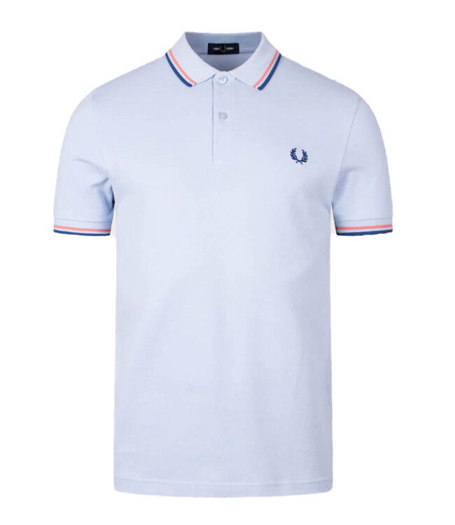 Fred Perry M3600 V20 Twin Tipped polo lichtblauw met blauw logo