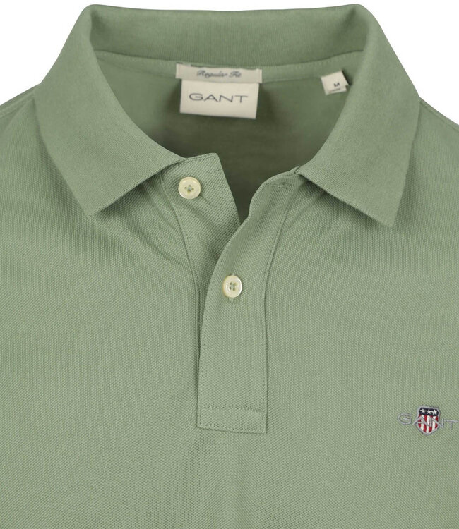 Gant 2210-362 olijfgroen kalamata green heren polo korte mouw