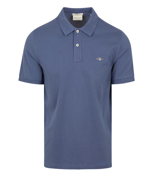 Gant 2210-401 blauw dusty navy heren polo korte mouw regular fit