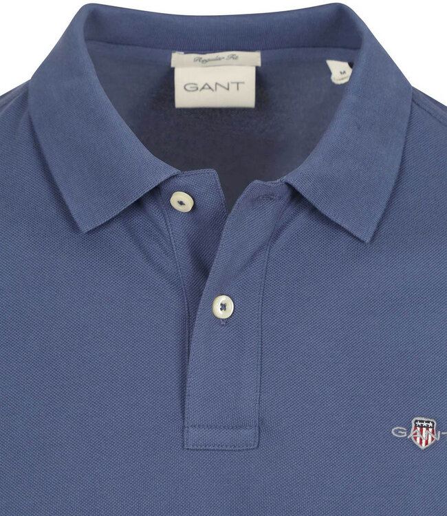 Gant 2210-401 blauw dusty navy heren polo korte mouw regular fit
