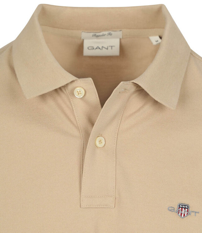 Gant 2210-277 beige dry sand heren polo regular fit