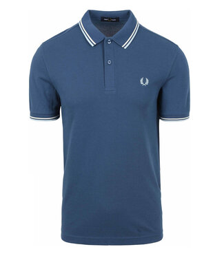 Fred Perry Twin Tipped polo kobaltblauw met lichtblauw logo