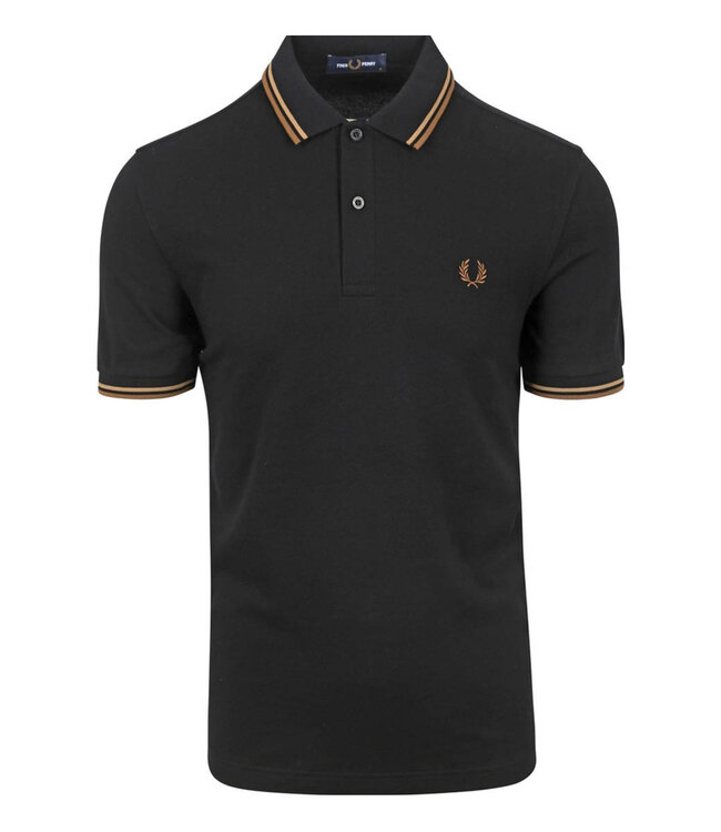 Fred Perry M3600 U97 Twin Tipped polo zwart met bruin logo