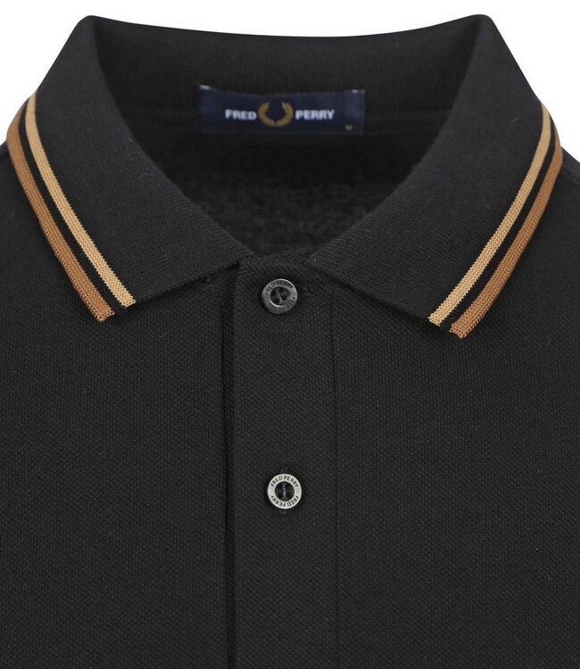 Fred Perry M3600 U97 Twin Tipped polo zwart met bruin logo