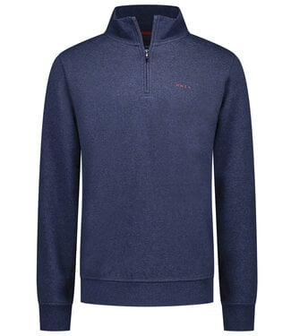 New Zealand Auckland donkerblauw melange sweater met ritsje