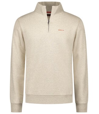 New Zealand Auckland beige melange sweater met ritsje