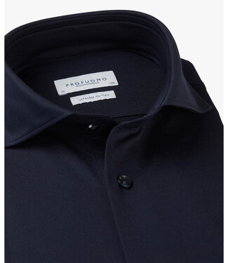 Profuomo slim fit overhemd japanese knitted donkerblauw met donkerblauwe knopen
