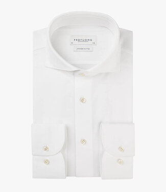 Profuomo slim fit overhemd japanese knitted wit white