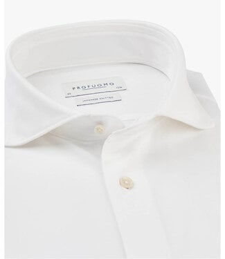 Profuomo slim fit overhemd japanese knitted wit white