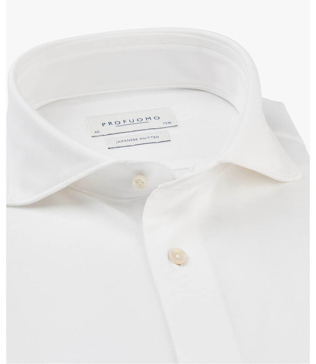 Profuomo PP2HC10006 slim fit overhemd japanese knitted wit white