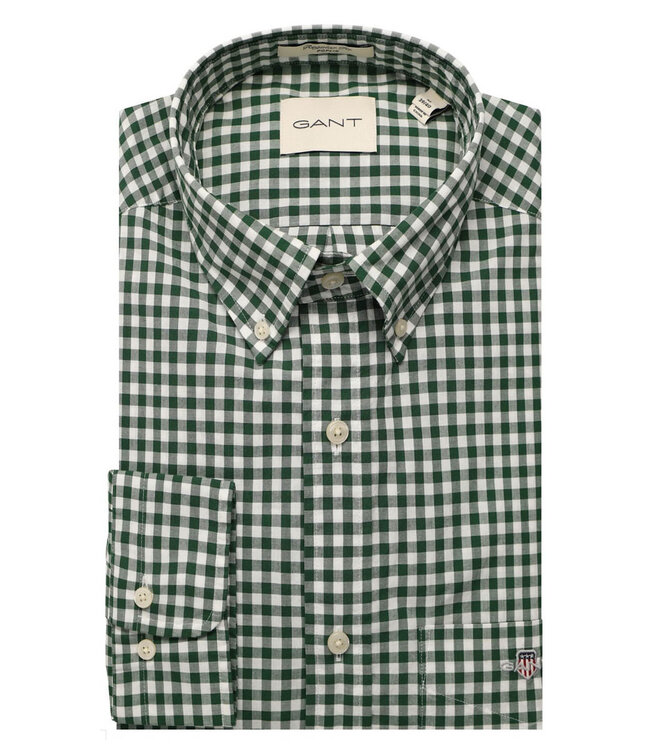 Gant 3000120-338 heren overhemd donkergroen-wit ruitje