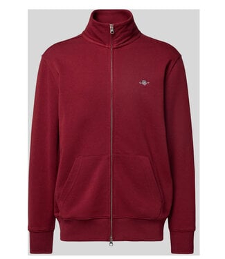 Gant heren bordeaux rood sweat vest met rits