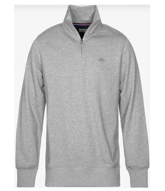 Gant heren grijs melange sweat zipper met ritsje