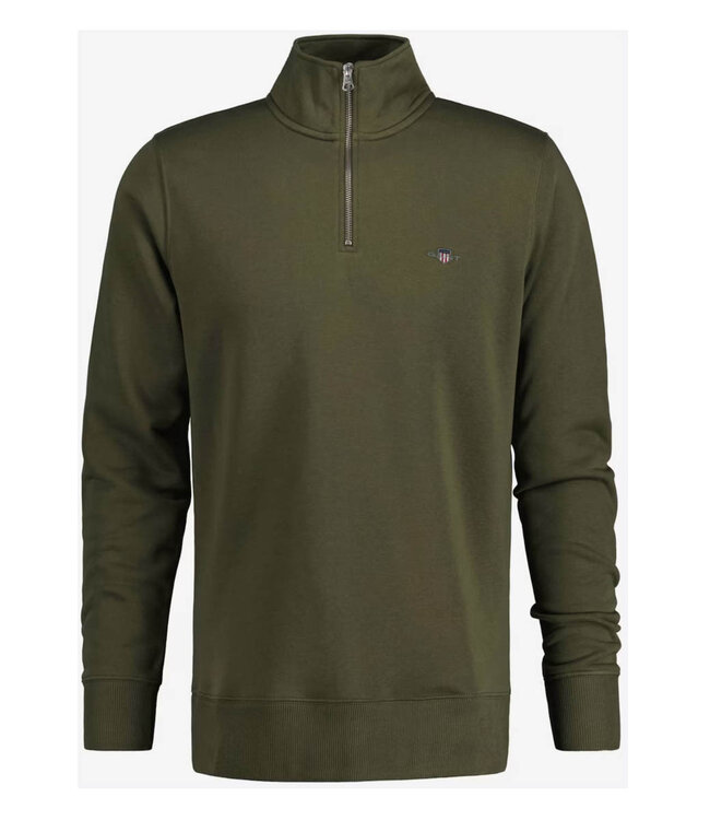 Gant 2008005 360 heren groen sweat zipper met ritsje