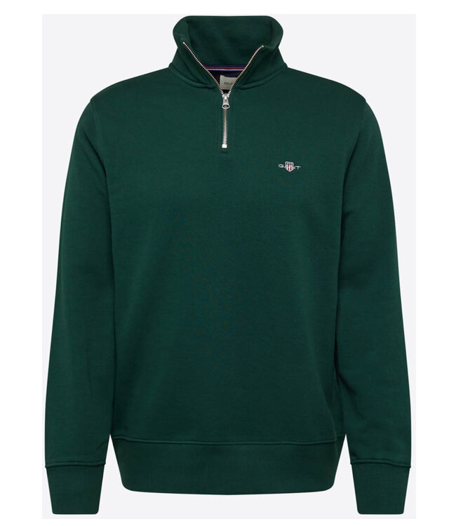 Gant 2008005 374 heren donkergroen sweat zipper met ritsje