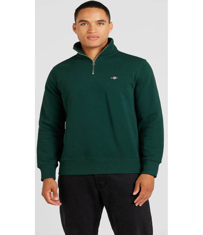 Gant 2008005 374 heren donkergroen sweat zipper met ritsje