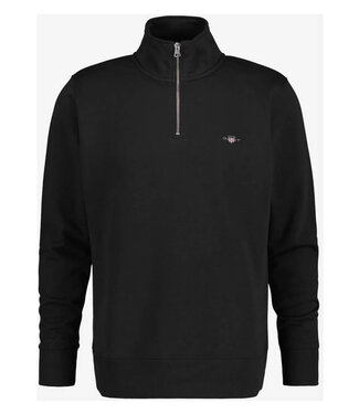 Gant heren zwart black sweat zipper met ritsje