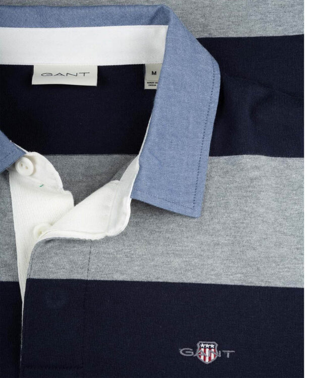 Gant 2004083 93 donkerblauw-lichtgrijs streep heren rugby shirt sweater