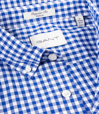 Gant donkerblauw wit ruitje lange mouw
