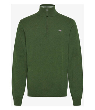 Gant heren mos groen zipper trui ritsje superfine lamswol