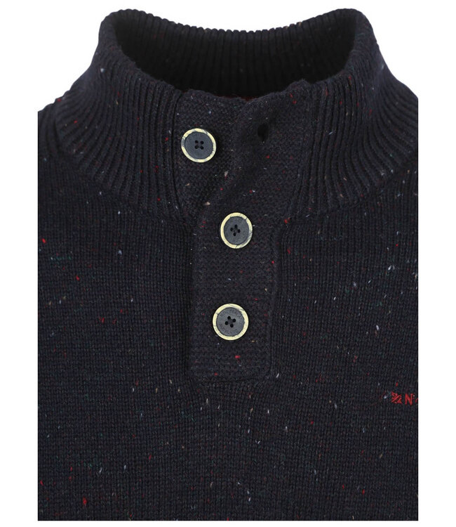 New Zealand Auckland heren zipper icon navy donkerblauw melange met knopen