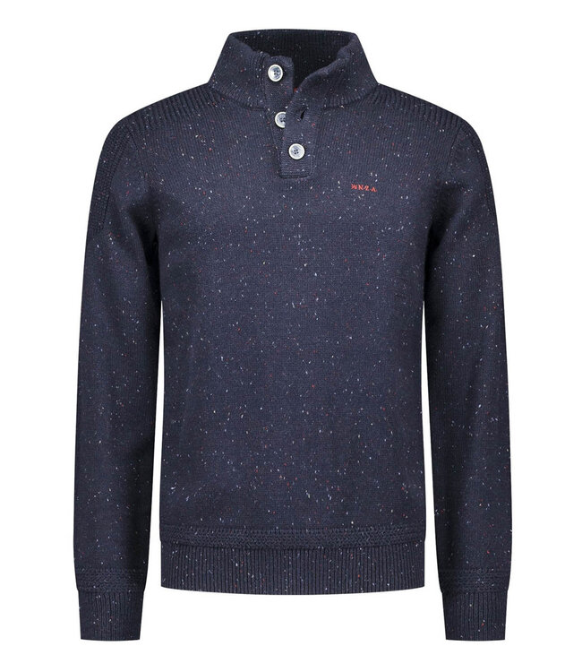 New Zealand Auckland heren zipper icon navy donkerblauw melange met knopen