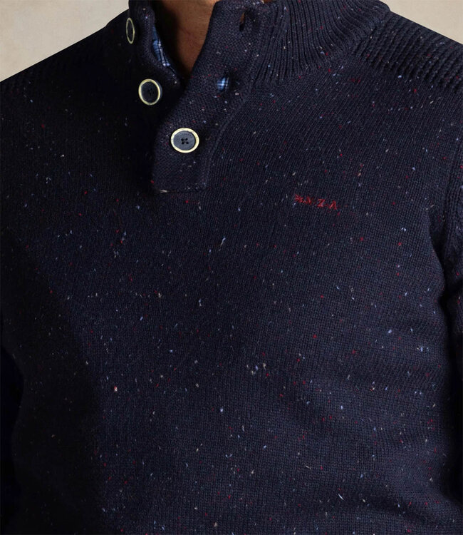 New Zealand Auckland heren zipper icon navy donkerblauw melange met knopen