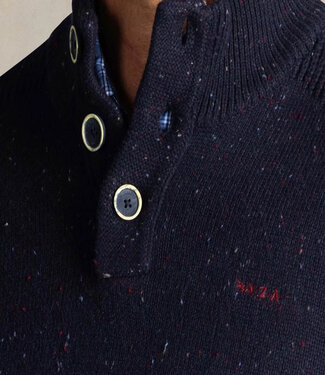 New Zealand Auckland heren zipper icon navy donkerblauw melange met knopen