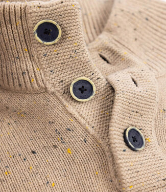 New Zealand Auckland heren zipper warm beige melange beige zand met knopen