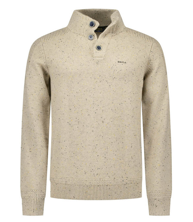 New Zealand Auckland heren zipper warm beige melange beige zand met knopen