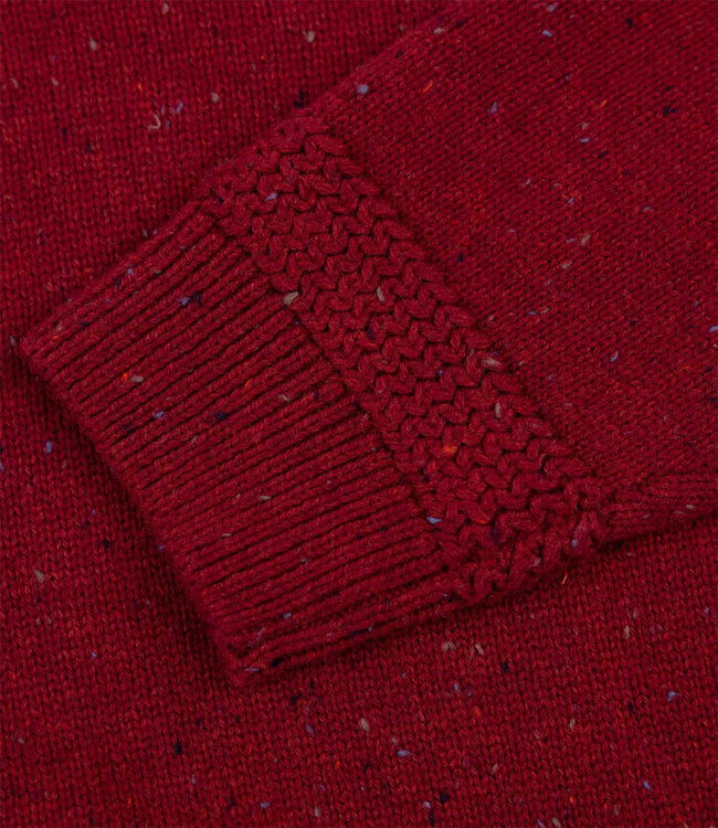 New Zealand Auckland heren zipper cherry red melange bordeaux rood met knopen