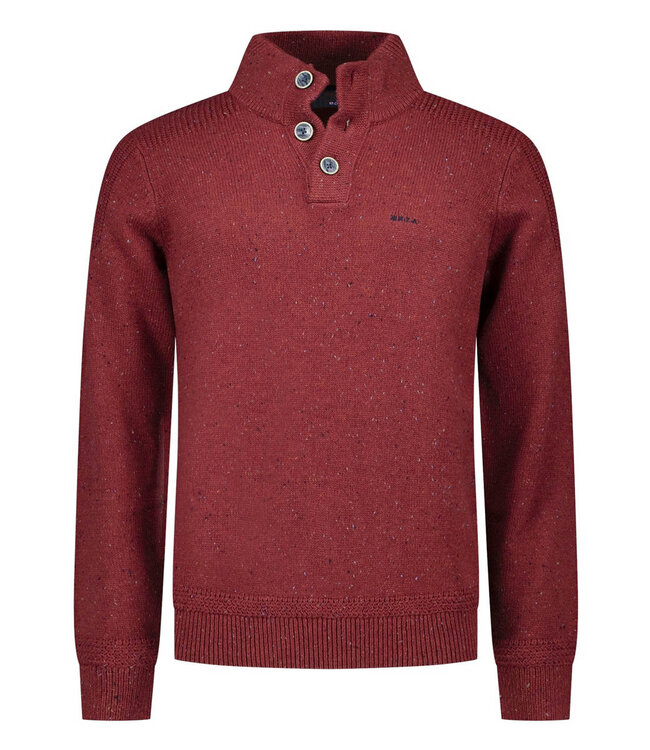 New Zealand Auckland heren zipper cherry red melange bordeaux rood met knopen