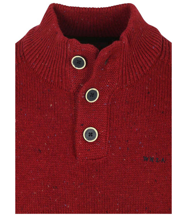 New Zealand Auckland heren zipper cherry red melange bordeaux rood met knopen