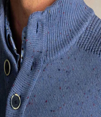 New Zealand Auckland heren zipper soft blue blauw melange met knopen