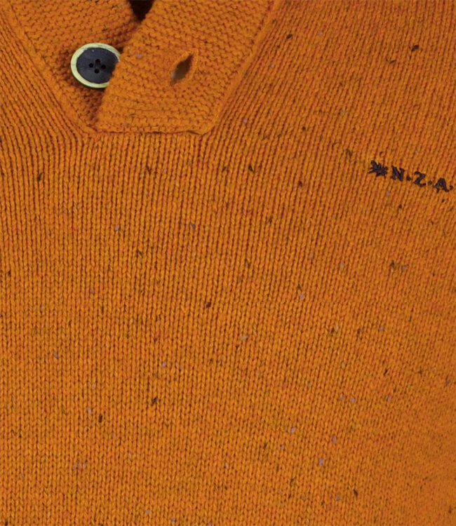 New Zealand Auckland heren zipper autumn orange oranje melange met knopen