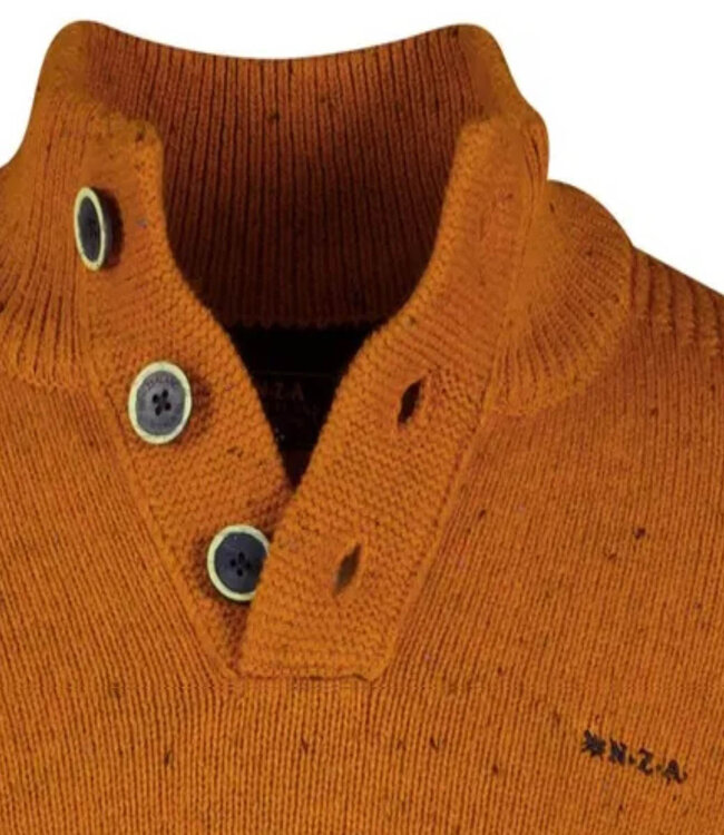 New Zealand Auckland heren zipper autumn orange oranje melange met knopen