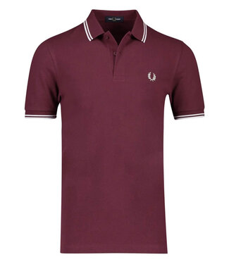 Fred Perry Twin Tipped polo bordeaux rood met wit logo