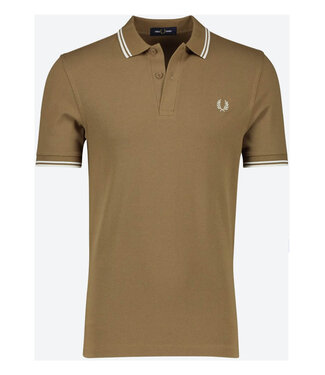 Fred Perry Twin Tipped polo steen bruin stone met ecru logo