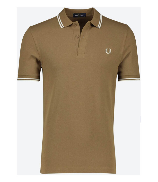 Fred Perry M3600 U90 Twin Tipped polo steen bruin stone met ecru logo