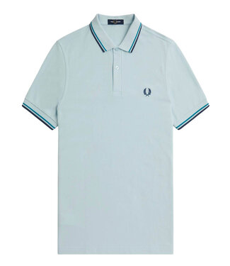 Fred Perry Twin Tipped polo lichtblauw met donker kobaltblauw logo