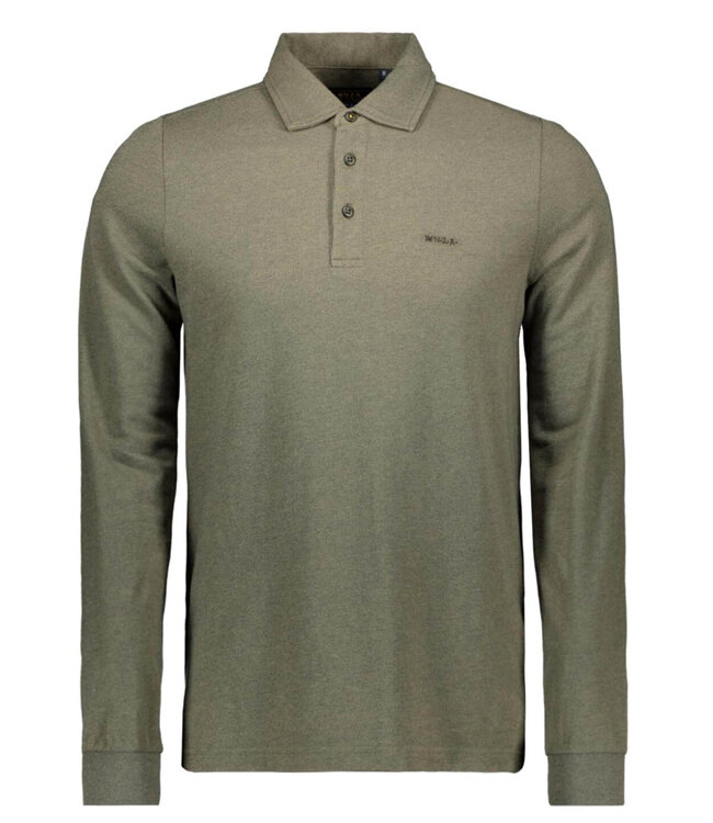 New Zealand Auckland 25HN203 1763 bottle green olijfgroen melange polo lange mouw katoen